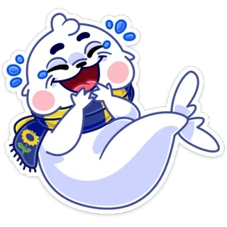 😂 phoque, dessin animé, animal, écharpe, mignon, joyeux whatsapp sticker