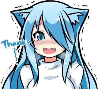 ☺️ Thanks Anime, Manga, Catgirl, Kawaii, Słodkie, Dziękuję, Wdzięczność, Niebieski telegram sticker