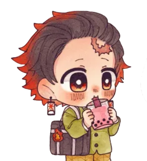 🥤 Tanjiro Kamado Demon Slayer Anime, Demon Slayer, Manga, Chibi, Tanjiro, Tanjiro Kamado, Bubble Tea whatsapp sticker
