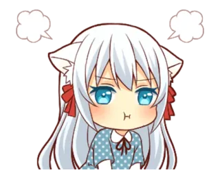 😕 Chibi, Anime, Katzenmädchen, Sticker telegram sticker