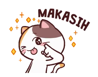 โจ MAKASIH gatto, grazie, carino, brillantini, calico whatsapp sticker