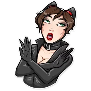 🙅 donna, gatto, sexy, costume, halloween, orecchie, lattice whatsapp sticker
