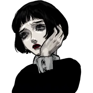 Грустная девочка @Nyasticks telegram stickers
