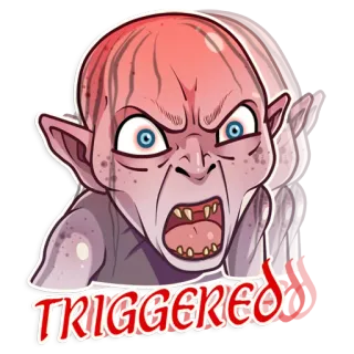 😡 Gollum Lord of the Rings TRIGGERED gollum, el señor de los anillos, triggered, enfadado, meme telegram sticker