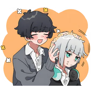 🤗 Anime, Desenho animado, Amizade, Fofo, Fones de ouvido, Afeição telegram sticker