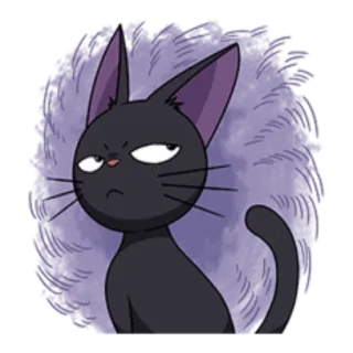 😐 Jiji Kiki's Delivery Service gato, Studio Ghibli, anime, Jiji, desenho animado, fofo telegram sticker