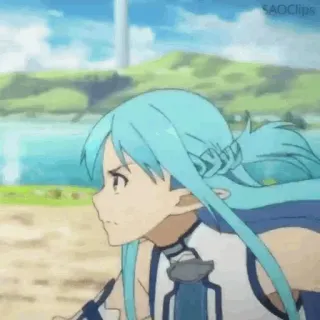 💞 Asuna Yuuki Sword Art Online anime, character, blue hair, video game, fantasy whatsapp sticker