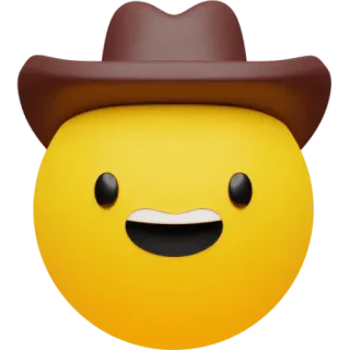 🤠 Emoji, Cowboy, Cappello, Western, Giallo, Cartone animato whatsapp sticker