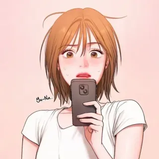 🥀 ya-Na... anime, mujer, impactada, teléfono, ilustración telegram sticker