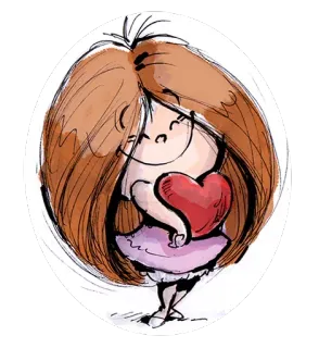 ❤ 心, 女孩, 卡通, 爱, 可爱, 绘画, 插图 telegram sticker