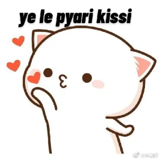 😘 ye le pyari kissi gato, beso, corazones, lindo, dibujos animados, amor whatsapp sticker