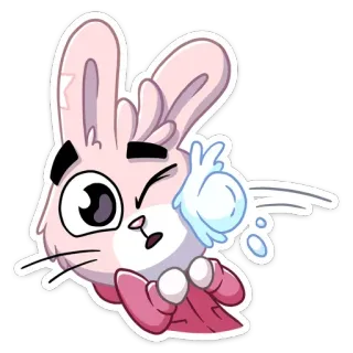 😬 thỏ, dễ thương, động vật, hoạt hình, hồng, nhãn dán telegram sticker