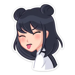 😛 Dessin animé, Fille, Langue, Emoji, Sticker, Mignon telegram sticker