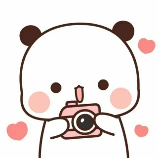 🍓 mono, panda, dibujos animados, kawaii, animal, pegatina, cámara whatsapp sticker