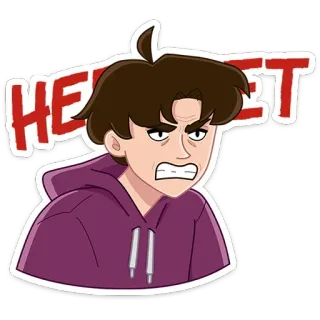 😠 HEHET การ์ตูน, สีหน้า, โกรธ, เสื้อฮู้ดสีม่วง, เด็กผู้ชาย, ความรำคาญ telegram sticker