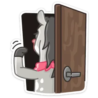 🌳 cheval, porte, salutation, salut, animal, dessin animé telegram sticker