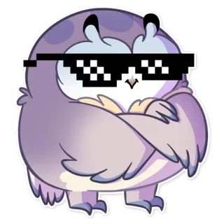 😎 burung hantu, kacamata hitam, hewan, burung, keren telegram sticker