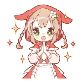🤩 Anime, Kawaii, Chibi, Fofo, Desenho animado, Menina, Vermelho, Flor telegram sticker