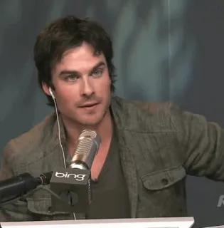 🌿 Ian Somerhalder actor, celebrity, radio, microphone, man, interview telegram sticker