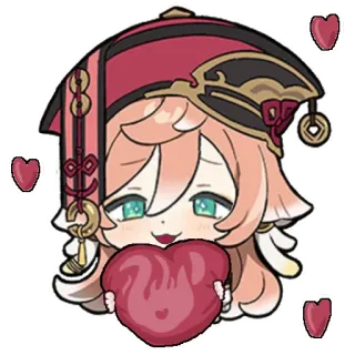 ❤️ Yanfei Genshin Impact Anime, Dessin animé, Coeur, Mignon, Personnage, Jeu telegram sticker