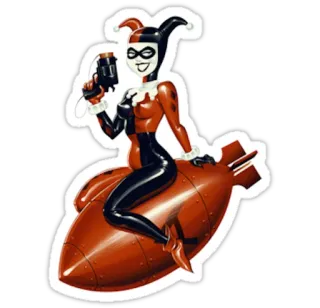 👹 Harley Quinn Arlequina, DC Comics, Supervilão, Desenho animado, Bomba, Arma telegram sticker