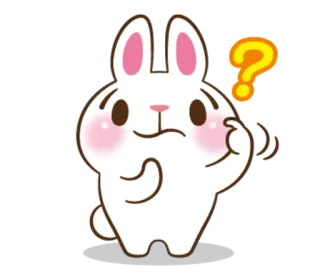 🤔 кролик, вопрос, думает, милый, мультфильм, животное whatsapp sticker