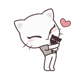🥰 gato, lindo, kawaii, abrazo, amor, corazón whatsapp sticker