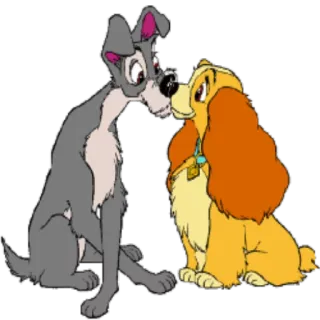 💋 Lady and Tramp Lady and the Tramp hunde, cartoon, küssen, animation, romantik, disney whatsapp sticker