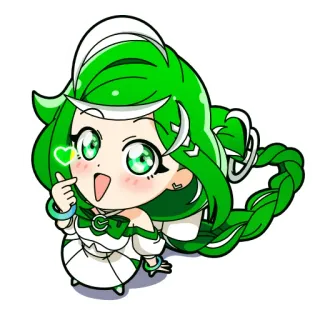 😘 Anime, Charakter, Grün, Cartoon telegram sticker