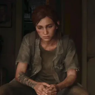 🪶 Ellie Williams The Last of Us Part II игра, зомби, постапокалипсис, грустный, персонаж telegram sticker