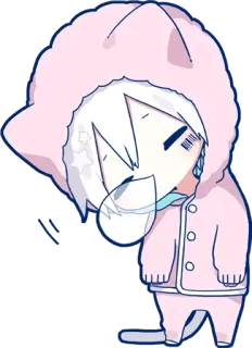 😴 mignon, animé, chibi, chat, rose telegram sticker