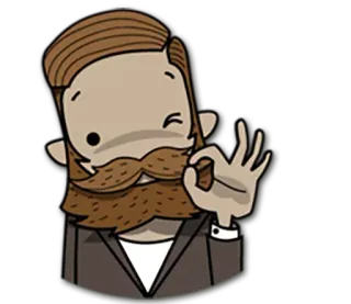 👌 man, beard, ok, gesture, cartoon, winking telegram sticker