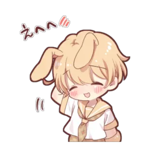 😊 えへへ อนิเมะ, จิบิ, น่ารัก, กระต่าย, ผมบลอนด์, น่าเอ็นดู whatsapp sticker