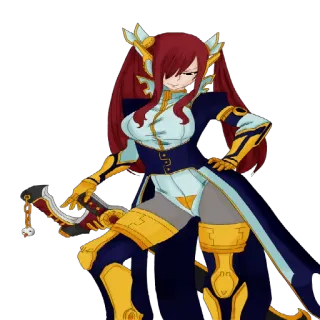 😍 Erza Scarlet Fairy Tail Anime, Miecz, Kobieta, Postać, Wojowniczka, Magia telegram sticker