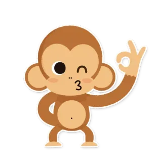 👌 monyet, binatang, kartun, imut, gestur OK, berkedip, stiker, emoji telegram sticker