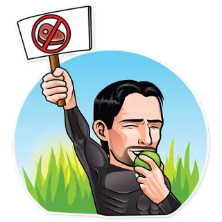 🐷 vegano, vegetariano, protesta, senza carne, mela, alimentazione sana, dieta telegram sticker
