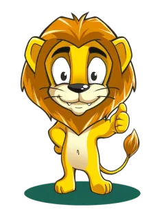 👍 лев, мультфильм, животное, палец вверх, милый, стикер telegram sticker