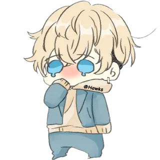 😭 @Hawks Anime, Chibi, Buồn, Nhân vật, Fanart telegram sticker