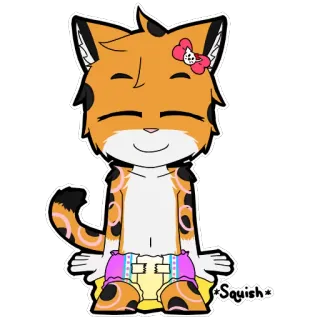 💦 Squish Cartoon, Tier, Katze, Süß, Orange, Schleife, Baby telegram sticker
