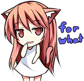 😙 for what Anime, Neko, Question, Mignon, Sticker telegram sticker