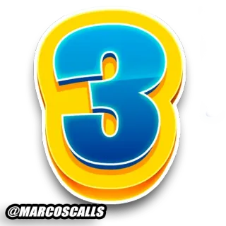 🤟 @MARCOS CALLS number 3, blue, yellow, digital art, character, sticker, illustration telegram sticker