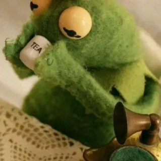 🐸 Kermit TEA Kermit la Rana, Tè, Burattino, Bevanda, Bevanda, Muppet, Feltro, Verde telegram sticker