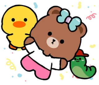 ⭐ 곰, 오리, 만화, 귀여운, 동물, 카와이 telegram sticker