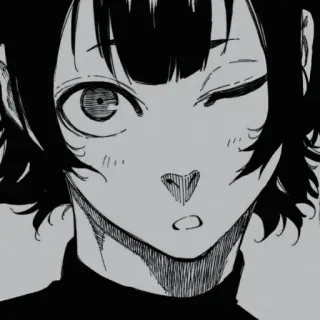 🤨 anime, manga, monochrome, short hair, wink whatsapp sticker