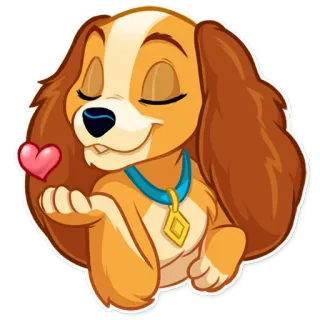 😘 Lady Lady and the Tramp chien, dame, dessin animé, amour, coeur, animal, mignon telegram sticker