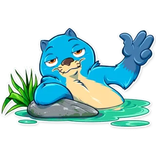 👋 Otter, Cartoon, Tier, Niedlich, Wasser, Schwimmen, Entspannung telegram sticker