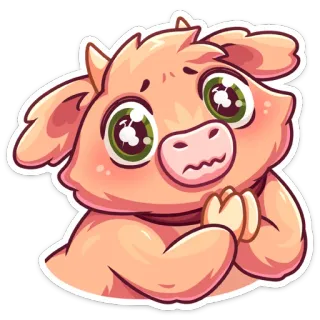 🥺 소, 귀여운, 동물, 만화, 스티커, 일러스트 telegram sticker