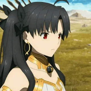 😐 Ishtar Fate/Grand Order Anime, Personaje, Videojuego, Ojos rojos, Pelo negro telegram sticker