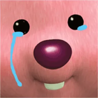 💬 泣く, 悲しい, 涙, アニメ, 感情, 顔, ピンク, ポロロ telegram sticker