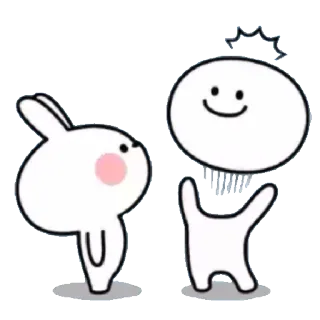 😳 кролик, облако, милый, мультфильм, наклейка whatsapp sticker